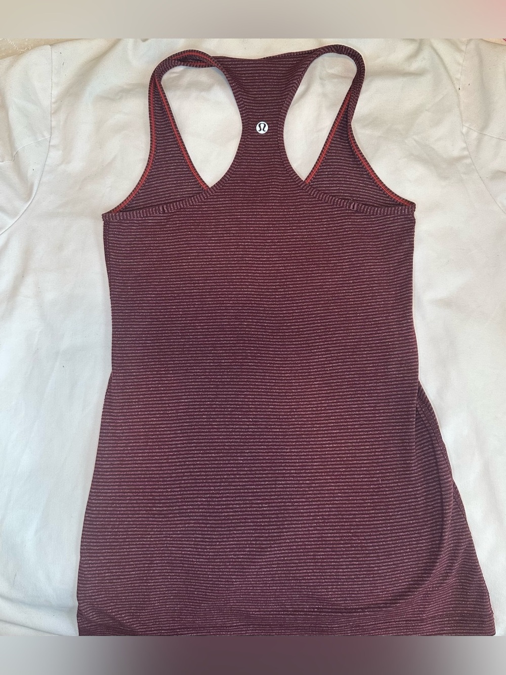 Lululemon Cool Racerback Tank Bordeaux Drama Stripe Estimated Size 6